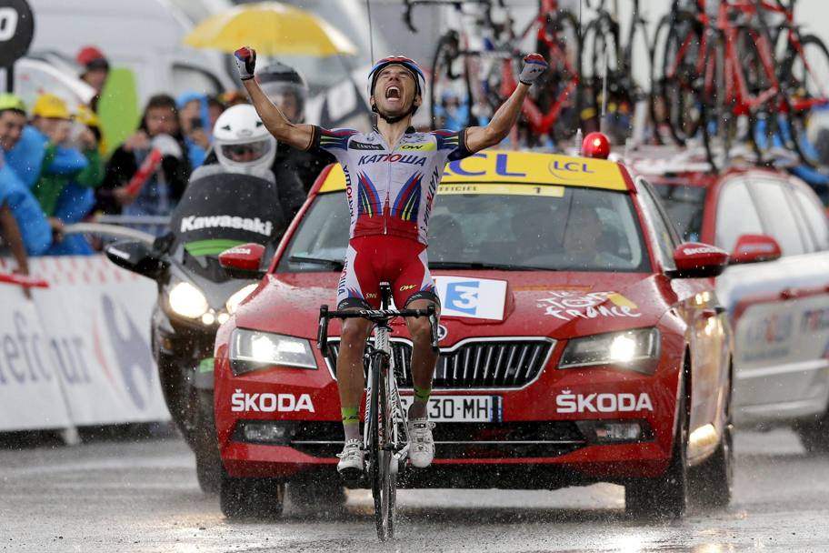 Bis di Purito Rodriguez nella dodicesima tappa del Tour de France con arrivo sui Pirenei a Plateau de Beille.  Epa